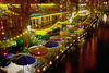 San Antonio River Walk in December at night.